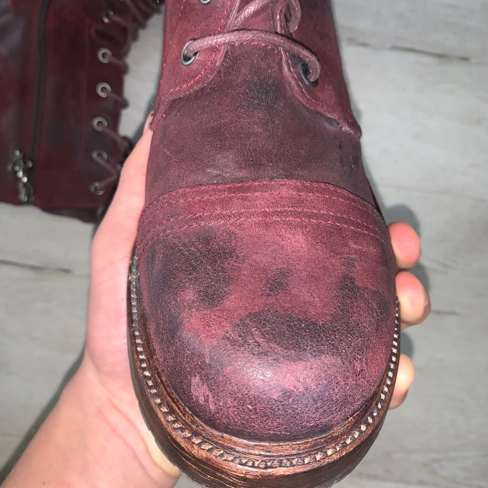 Lace-Up Mid-Calf Leather Boots - Red - Picture 10 of 10